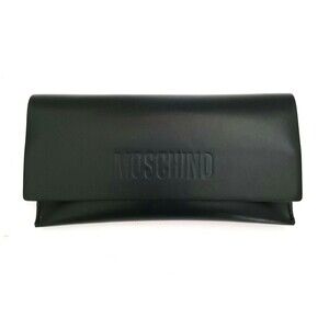 NEW Moschino Blk Sunglass/Eyeglass Case Flap Front Logo Velvet Lined 7.5X4